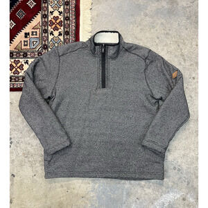 Orvis Jacket Mens XL Gray Sherpa Lined 1/4 Zip Pockets Pullover Sweater